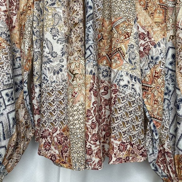 Witchery Santorini Print Raglan Blouse Top Size 14 Balloon Sleeve Cotton Boho - Picture 7 of 16